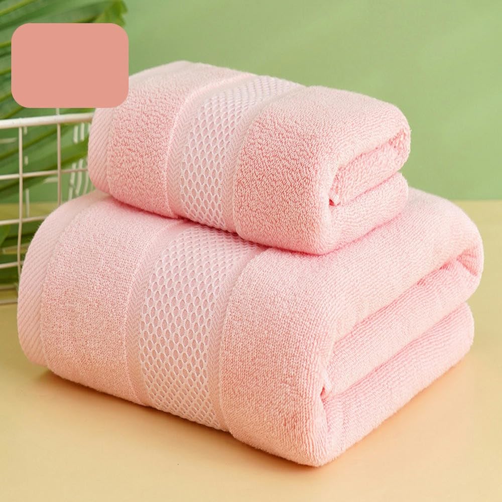 Ensemble de serviettes lavis visage et bain en coton absorbant rose pour toute la famille