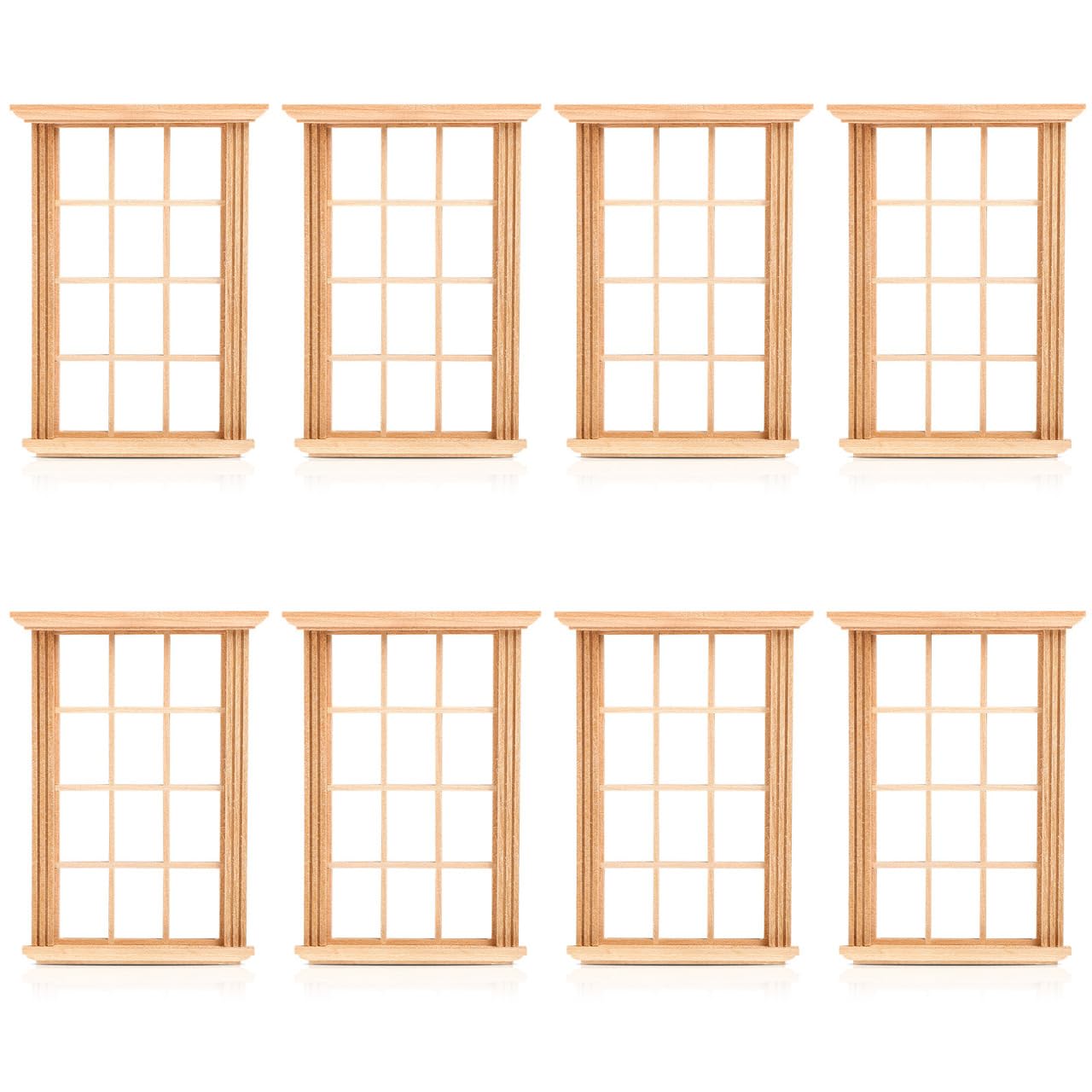 Angoily 8 Pieces Dollhouse Window 1:12 Scale Miniature Dollhouse Furniture Window Frame Model Dollhouse Furniture DIY Dollhouse Bedroom Accessories