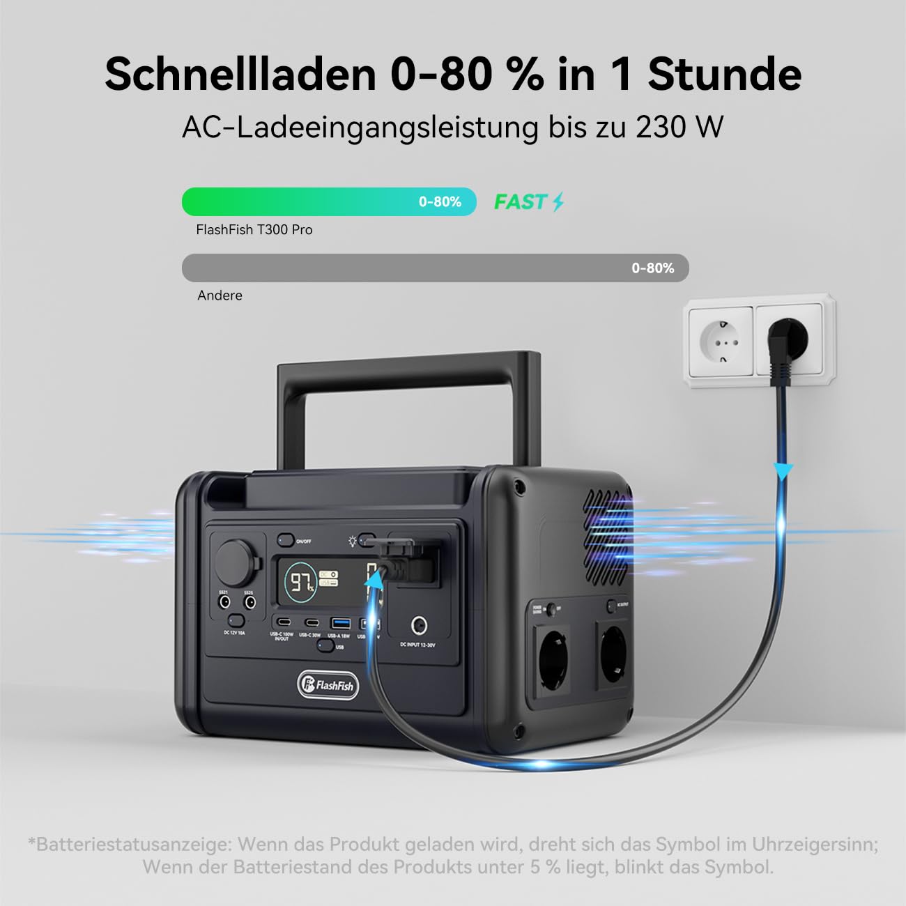 FlashFish 230Wh Tragbares Powerstation mit Solarpanel 100W für Camping
