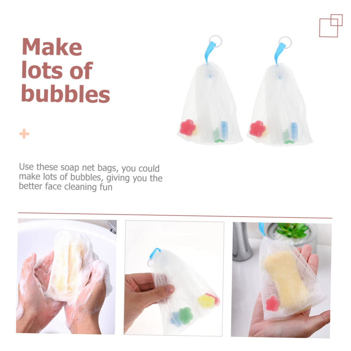 2Pcs Facial Foaming Nets Portable Soap Pouches for Cleansing Bubble Making Suitable for Household Use and Exfoliation