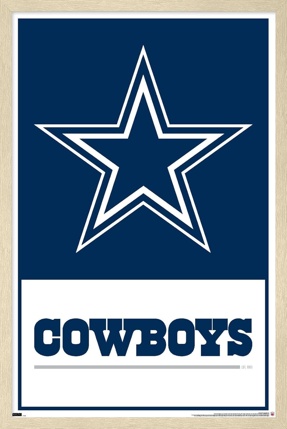 NFL Dallas Cowboys- Logo 21 Wall Poster, 34L" x 22.4W", Barnwood Framed Version