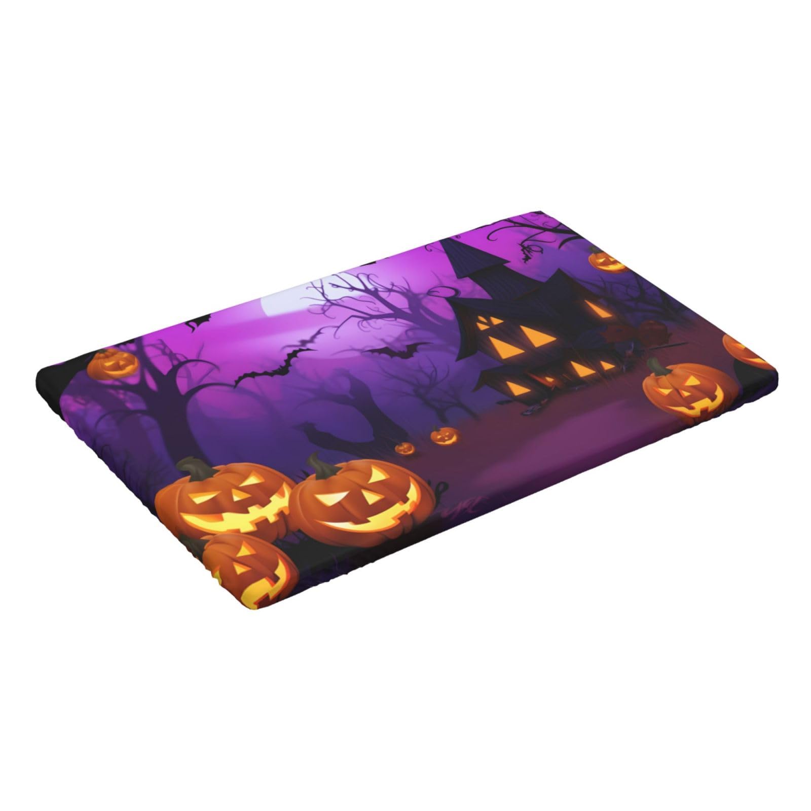 Zelamiee 4ft Fitted Tablecloth Well Elastic Halloween Pumpkin Rectangle Table Cover 30x48 Inch Decor Indoor Outdoor for Home Picnic Party