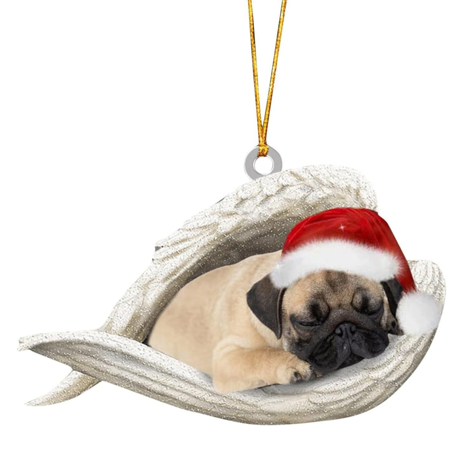 KAQNTUD Car Interior Decoration Shatterproof Acrylic Angel Dog Hanging Ornament for Christmas Tree Wreath Vehicle Interior Shatterproof Christmas Hanging Ornament