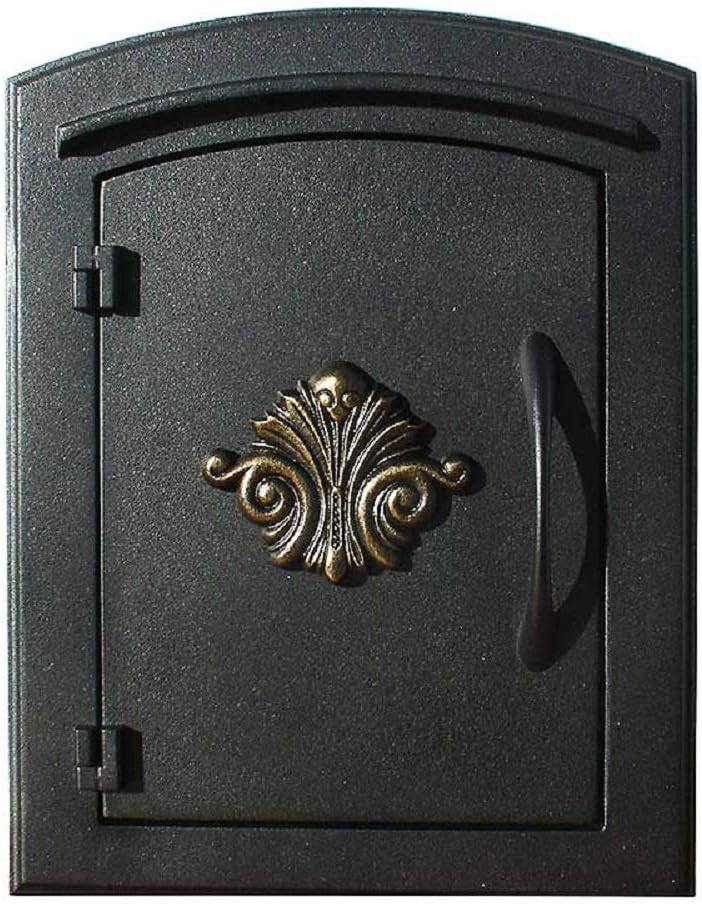 Qualarc MC-1401-BLK Manchester Scroll Logo Door Column Mount Non-Locking Mailbox, Black