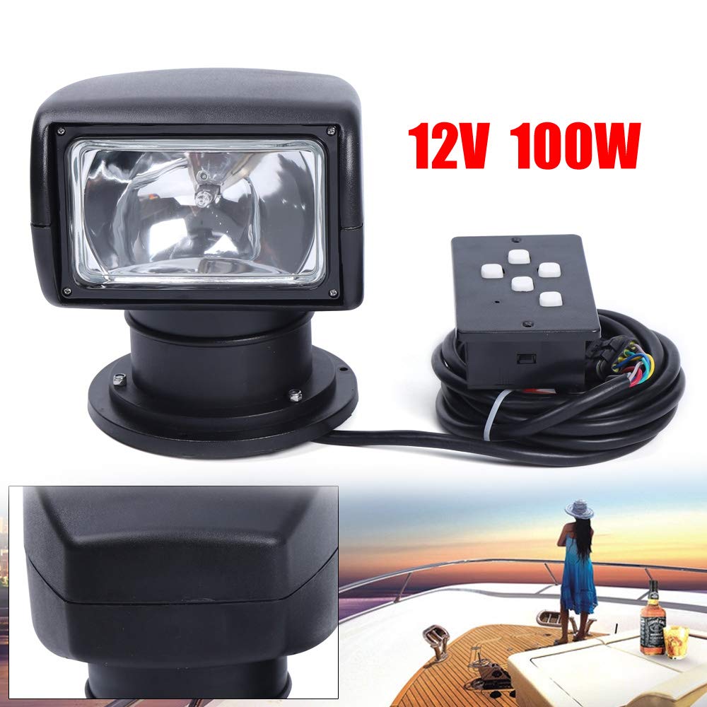 12 V 100 W faro di ricerca per yacht nero telecomando impermeabile 360 gradi orientabile Luminous Flux 2500LM