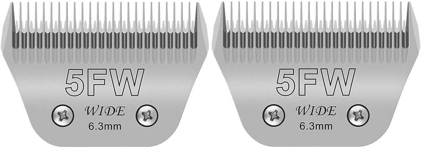 Audoc Wide Blades for Dog Grooming Blades Compatible with Andis,Oster A5,Wahl km10 Dog Clippers Stainless Steel Blades Blades for Animal Dog,Cat,Horse, (#5FW(6.3mm)/2PCS)