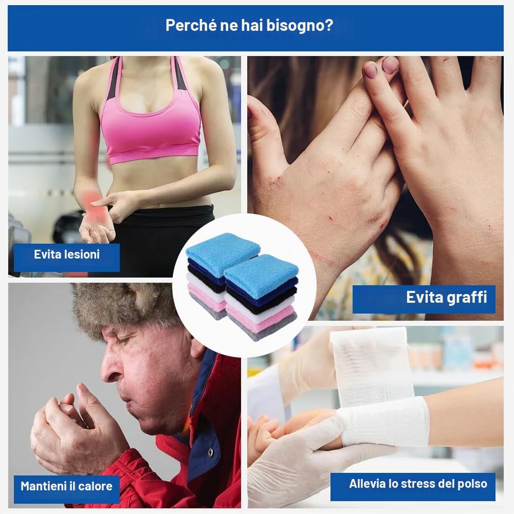 Set di 12 Polsino Sportivo Elastici per Tennis Ginnastica, Calcio, Basket | 3.2 x 3.0 Inch Polsini Tergisudore in Cotone Morbido e Spesso Traspirante Adatto a Ragazzi, Ragazze e Edulti (Colorato)