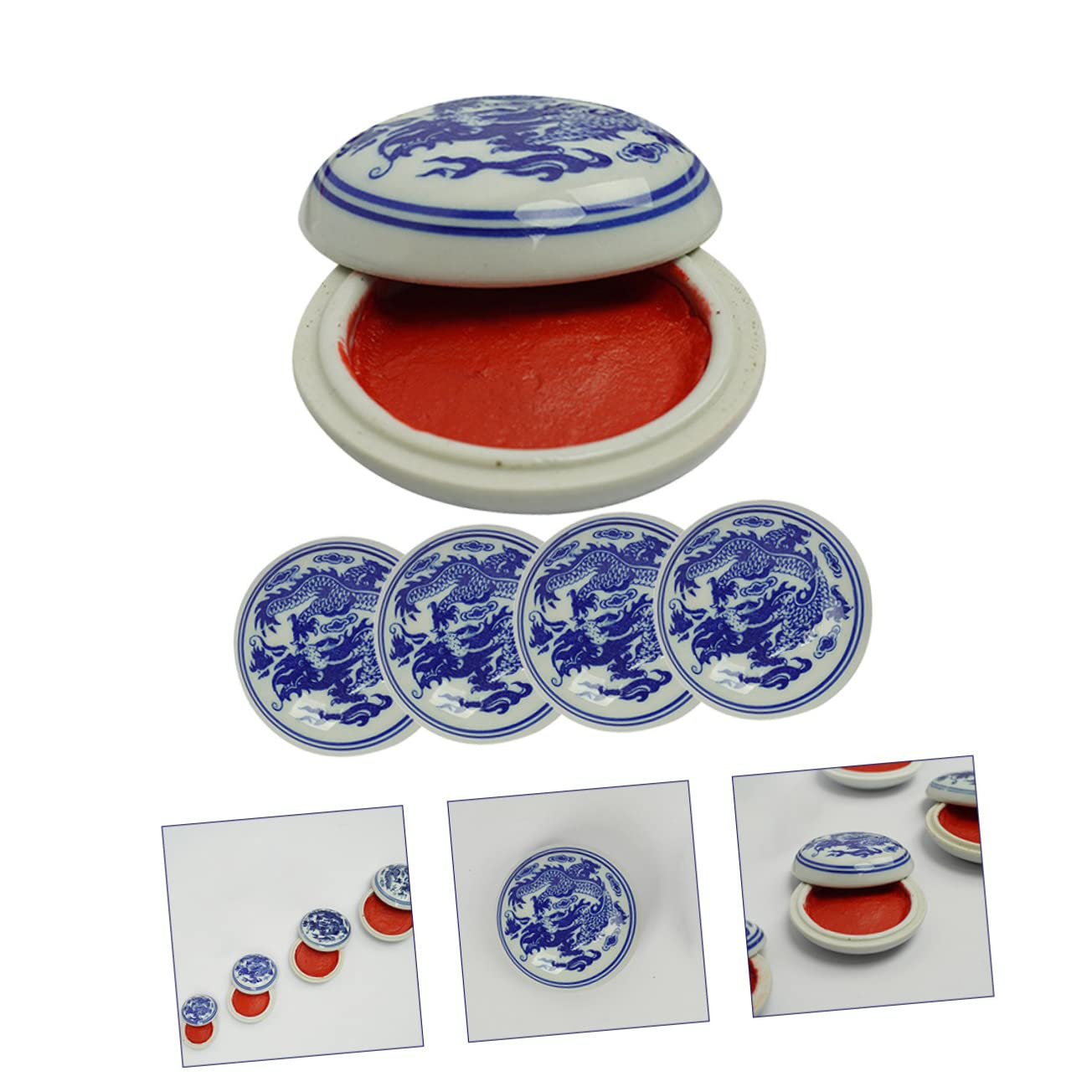 Operitacx Tampone Inchiostro Calligrafia Stile Cinese 5pezzi Ceramico | DIY e Handicraft, Alta Cromaticità, Confezione da 5 Pezzi, Finitura Uniforme