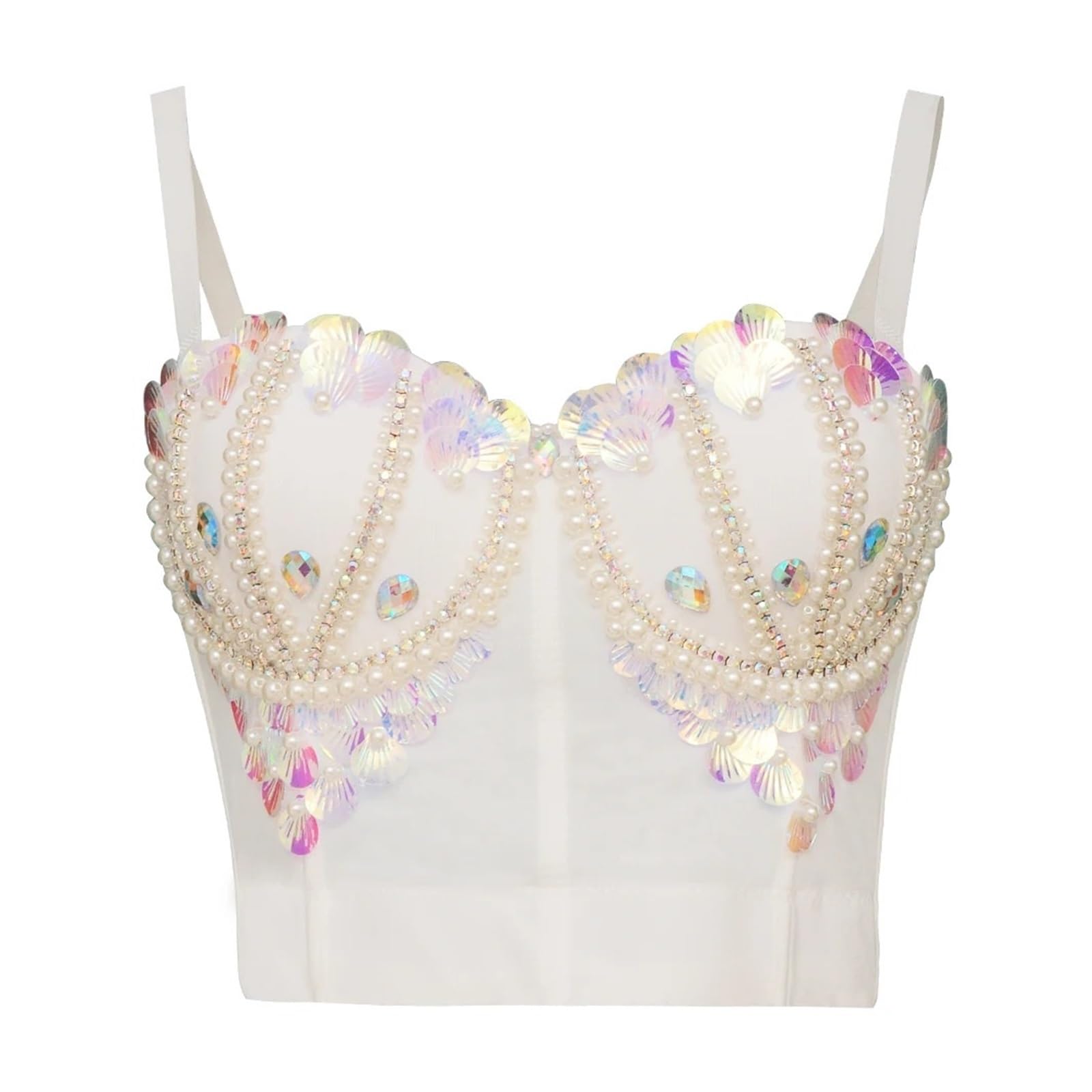 Pailletten Top Damen Damen Pailletten Korsett Bustier Top Strass BH Diamant Glitzer Club Party Wear