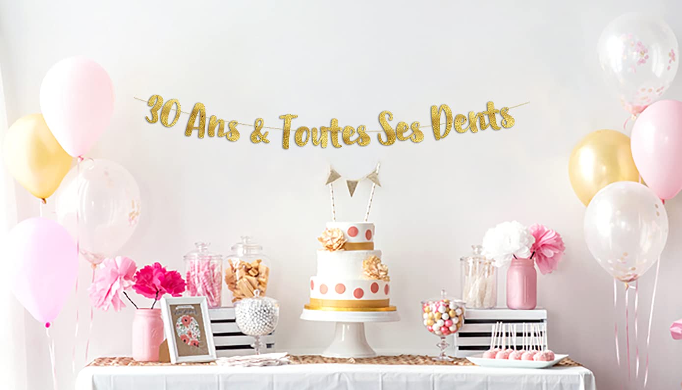 EU #78 Glitzer-Banner Zum 30. Geburtstag – „30 Jahre Und Alle Seine Zähne“ – 1,5 M Lang, Wiederverwendbar