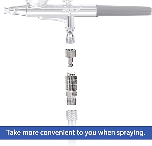 Miniatura 5 de SAGUD Kit adaptador de acoplador de desconexión de liberación rápida para aerógrafo con 4 accesorios hembra adicionales y kit de 5 juntas tóricas