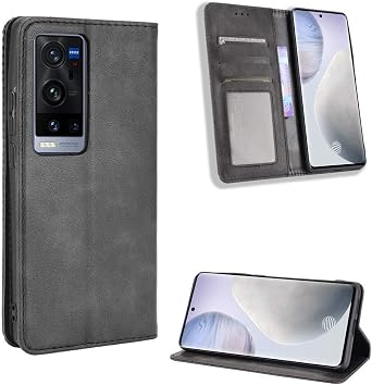Jielangxin Keji Case for Vivo X60 Pro+ 5G Leather Case,Case for Vivo X60 Pro Plus Case Cover,Case for Vivo X60 Pro+ 5G V2056A Case PU Leather flip Cover Black