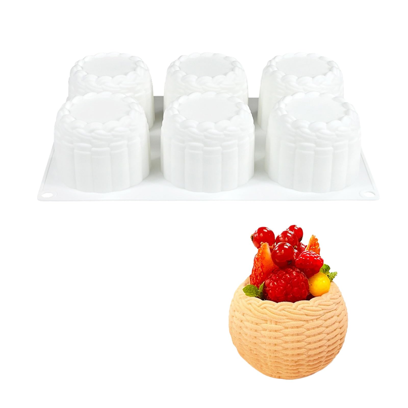 Kalttoy Braided Basket Silicone Molds 6 Cavity for Mousses Cake Chocolate Making Baking Accessory Craft Chocolate Molds Silicone