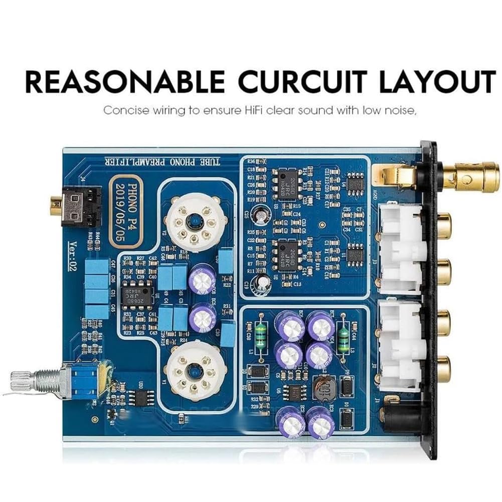 Mini preamplificatore audio, passo phono HiFi MM per platino, 2 tubi a vuoto, con interruttore di regolazione del guadagno, per Home Theater HiFi