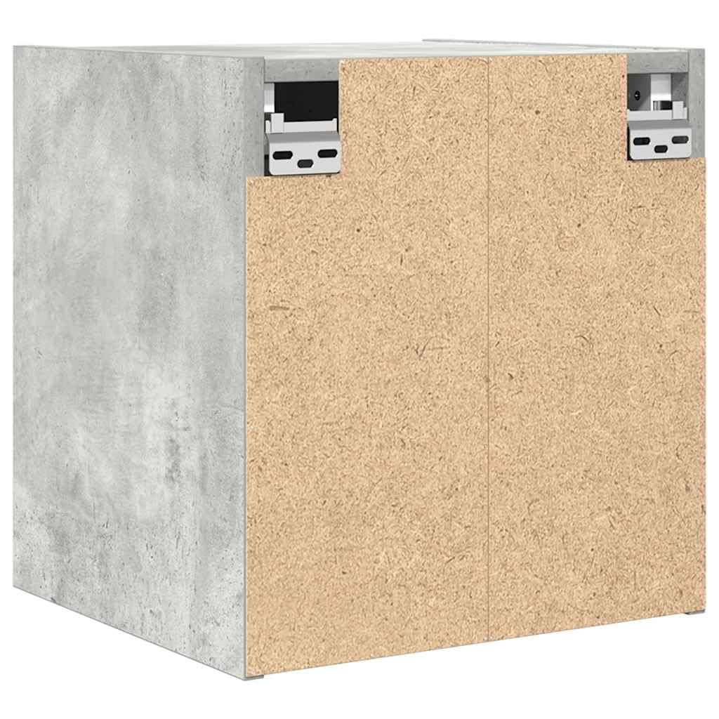 Comodino sospeso grigio cemento, 38 x 34 x 40 cm, in legno | Consolle da parete salvaspazio per camera da letto con due cassetti in robusto legno effetto cemento.