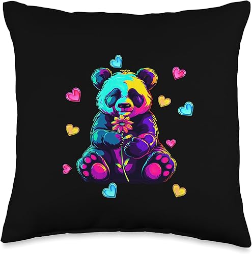 Miniatura 4 de Streetwear synthwave 80s 90s retro Panda heart flower teens Throw Pillow