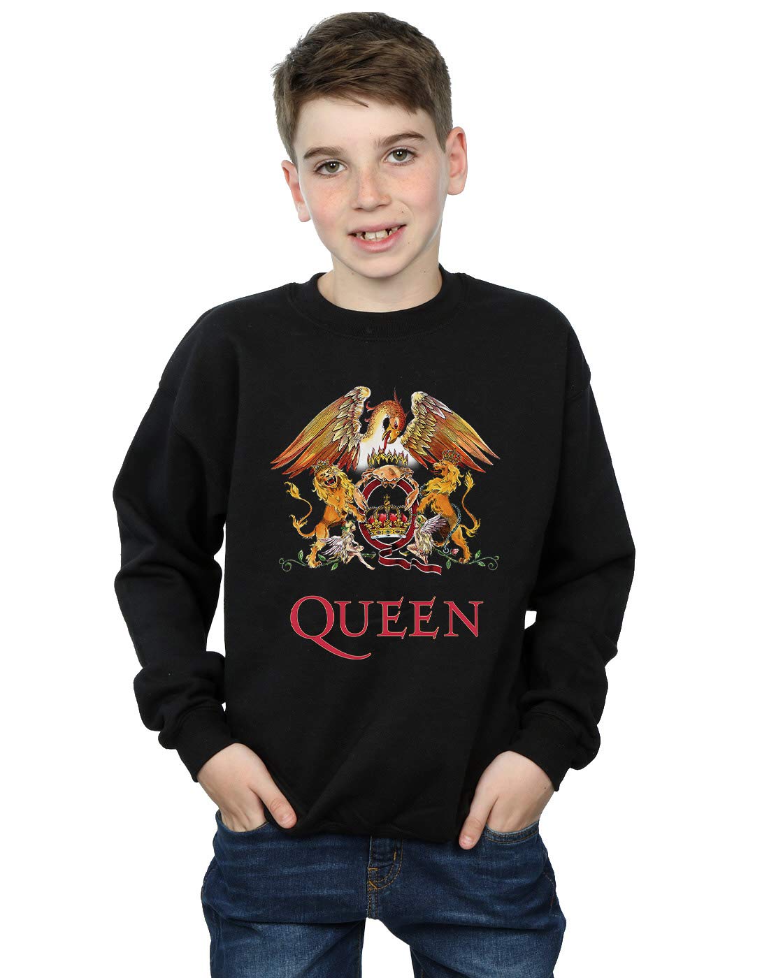 Absolute Cult Queen Boys Crest Logo Sweatshirt Black 12-13 years