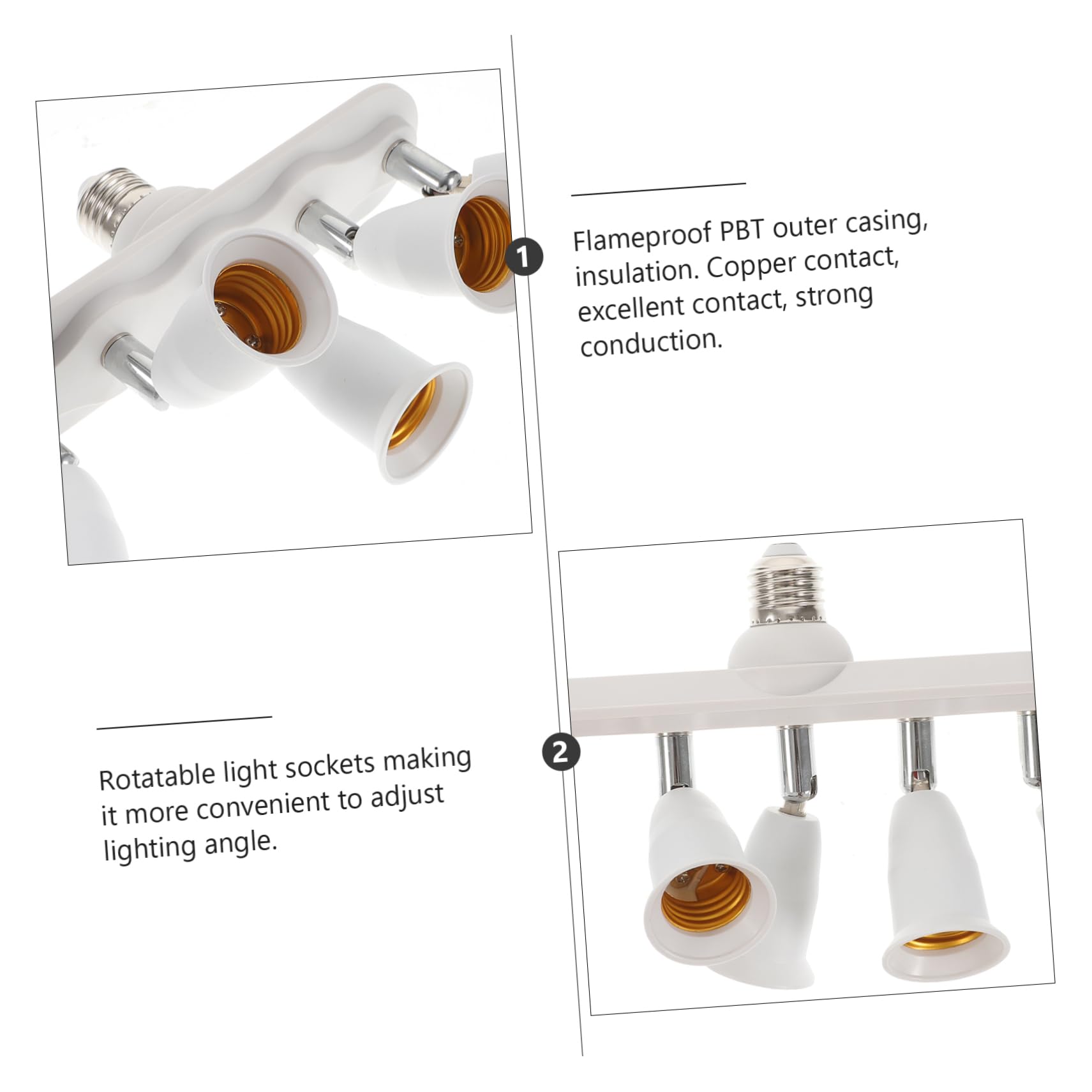JOEBO Divisor de Casquillo for Bombillas LED Adaptador de Bombilla Divisor de Casquillo de luz Extensor de Casquillo de luz Lámpara E26 Adaptador de Rama de Casquillo de luz Vientiane e27 pbt 5