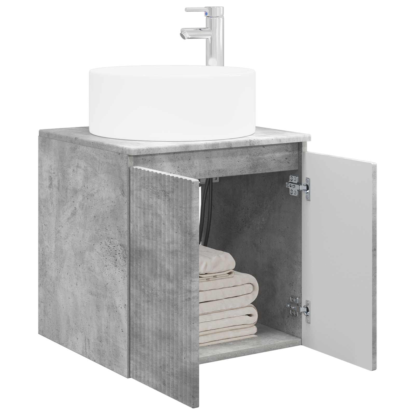 Vidaxl Concretegrey Wall-Mounted Sink Vanity Concrete Grey 49.5 X 44.5 X 65.5 Cm,