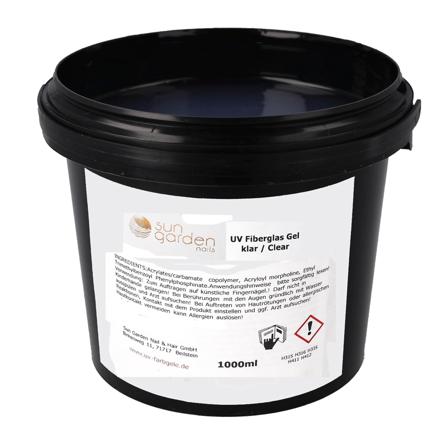 Sun Garden Nails UV Fiberglas Gel Klar 1000 ml Buildergel Aufbaugel 1 Phasengel