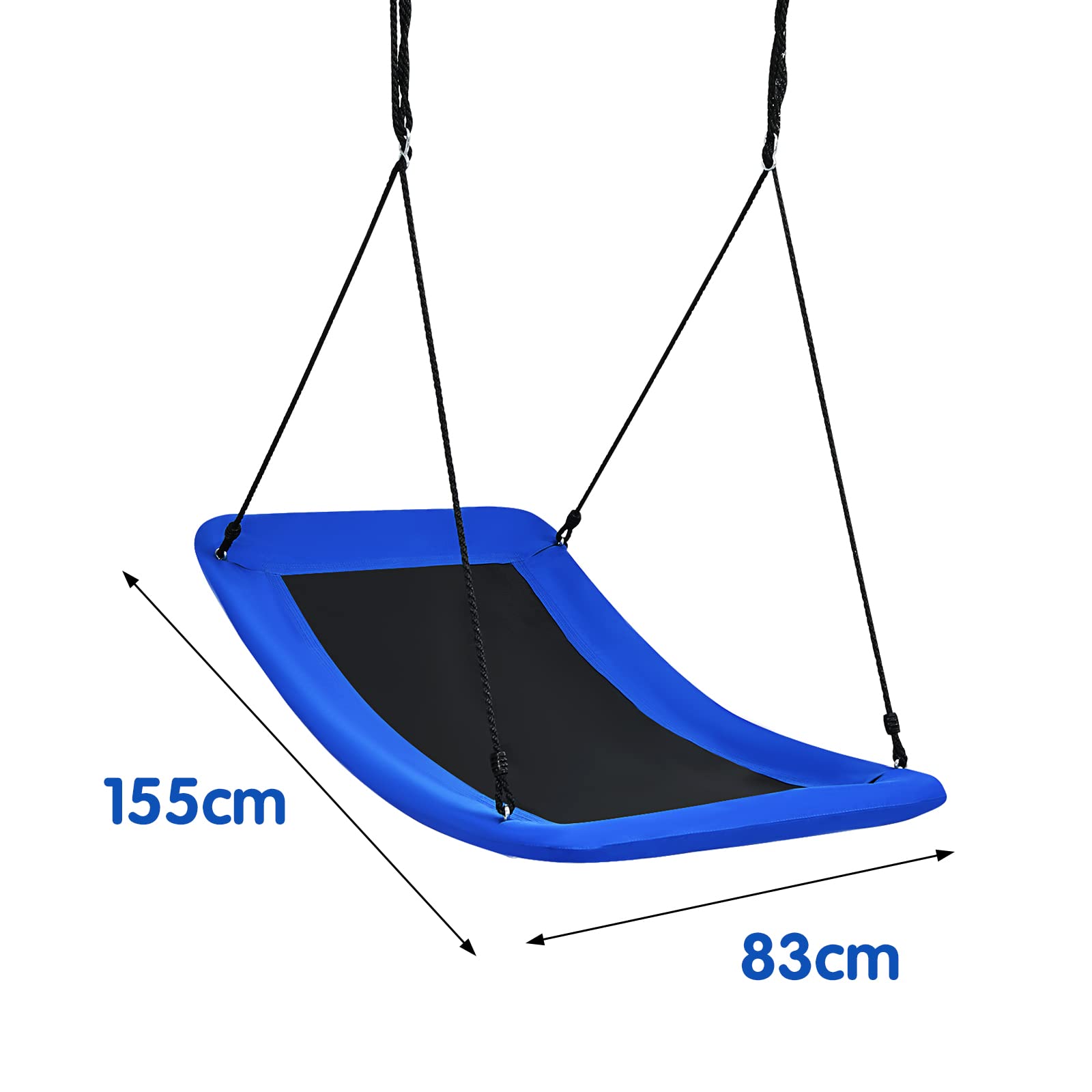 KOMFOTTEU Balançoire Nid d'Oiseau, réglable en Hauteur, Balançoire d’Extérieur pour Enfant, Charge de 150 kg, Balançoire Suspendue rectrangulaire, en Tissu Oxford, 150 x 80 cm (Bleu)