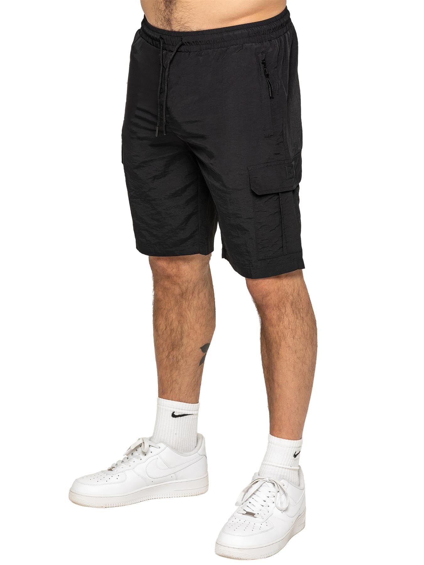 989Zé Enzo Men's Black Cargo Hiking Shorts Outdoor Lightweight Golf Casual Elasticated Waist Combat Half Pants Ezs668_shorts S