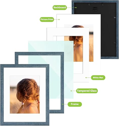 Miniatura 5 de Golden State Art, Portarretratos de 11 x 14 pulgadas con paspartú para 8 x 10 pulgadas, pantalla vertical horizontal de vidrio de alta definición