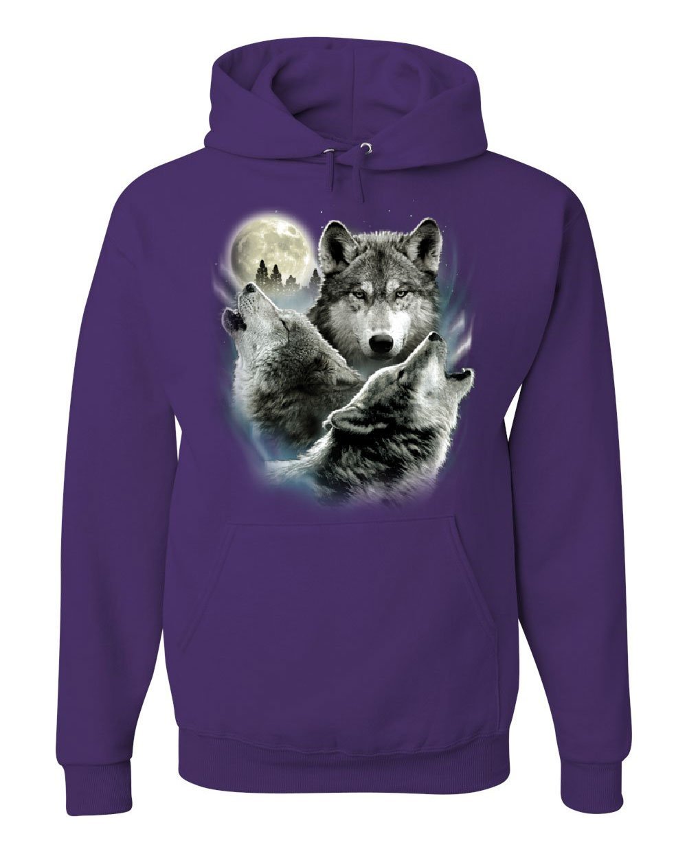 Tee Hunt Howling Wolf Pack Hoodie Wild Wilderness Animals Nature Moon Sweatshirt