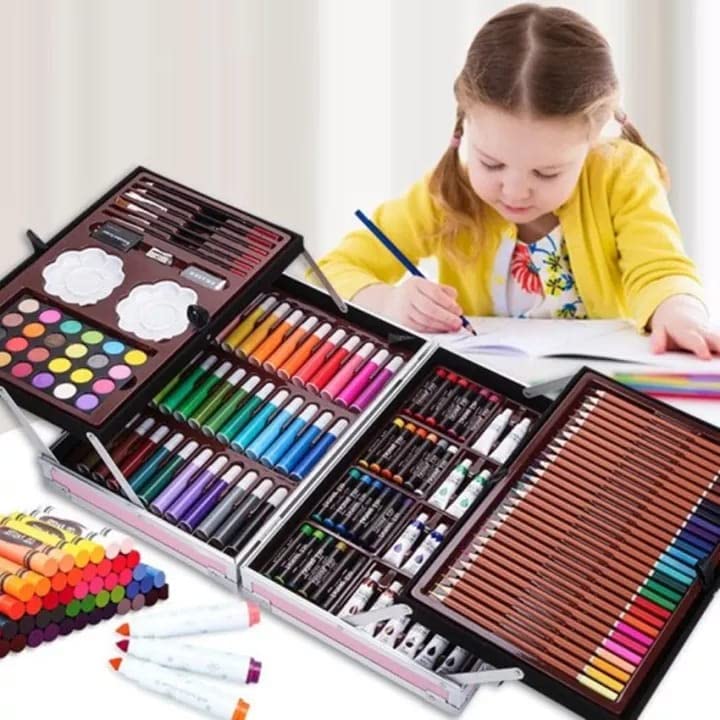 Unicorn Print Pink Color Kids Art Drawing Set Art and Craft Supplies Drawing and Painting Set Great Birthday Gift for Boys Girls Children (145 Pcs Art Set) 4