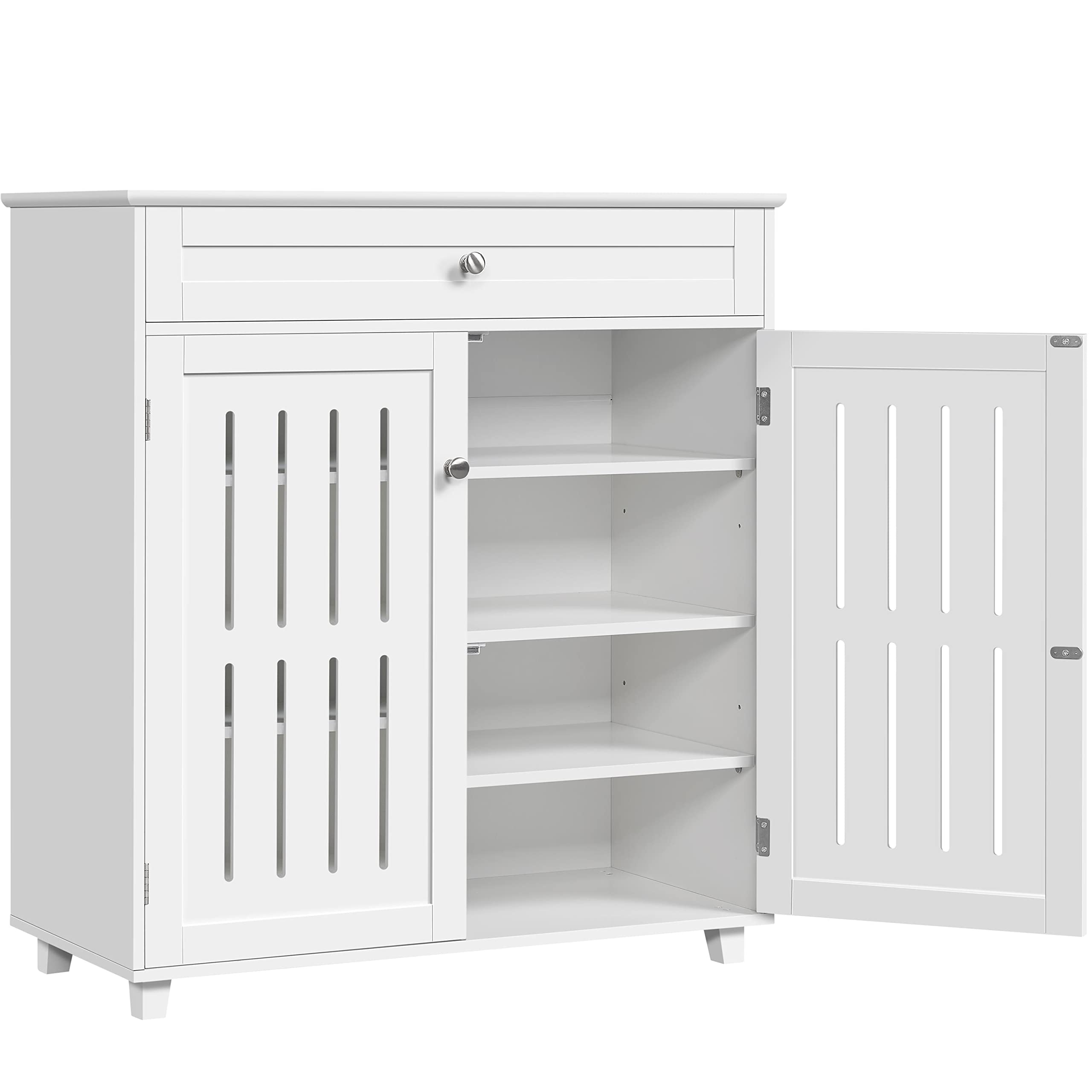 Yaheetech Mueble Zapatero de 2 Puertas Armario de 4 Niveles para Zapatos Mueble Auxiliar con Cajón y Estantes Ajustables para Entrada de Salón 78 x 37 x 86 cm Blanco