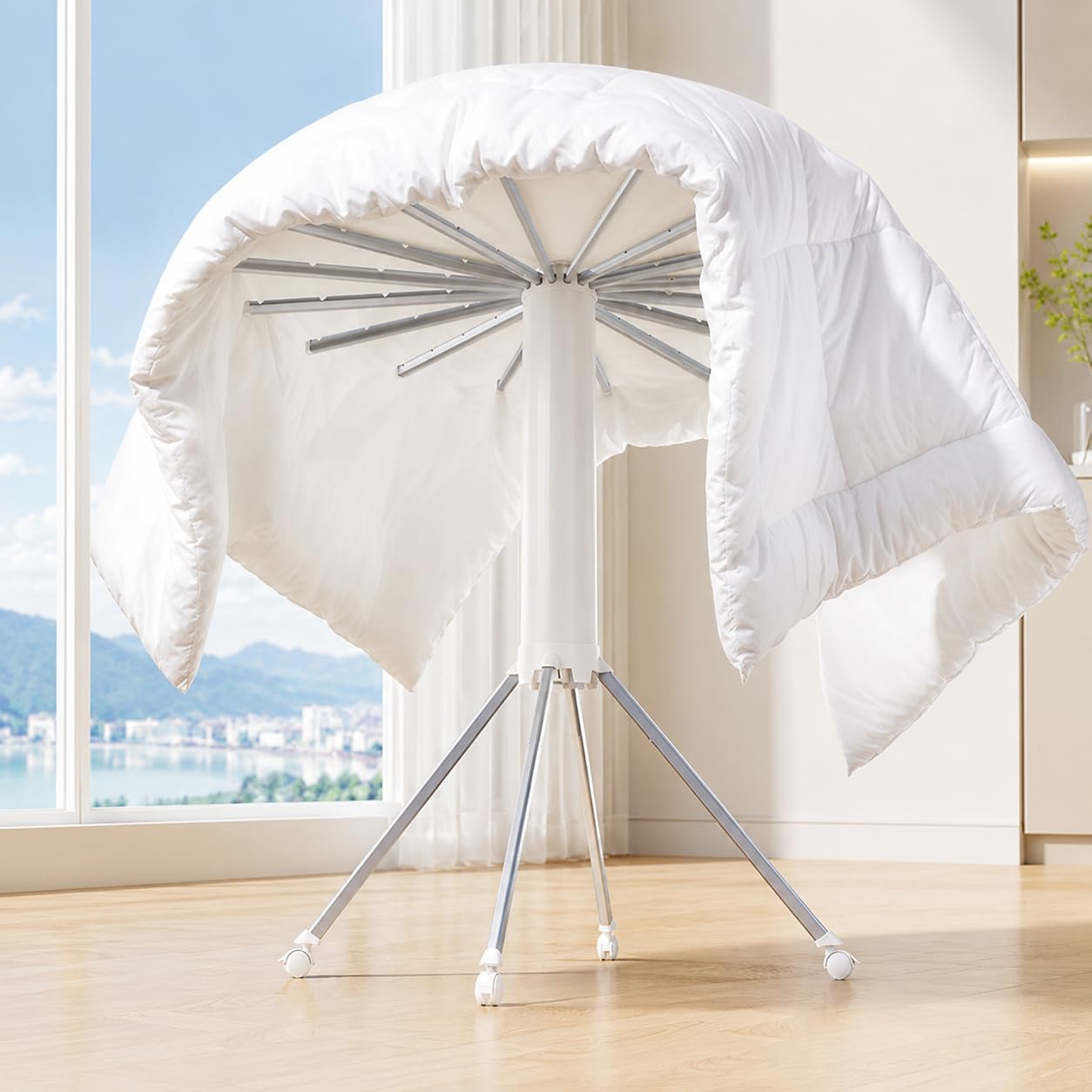 Tendedero portátil plegable, tendedero extensible con ruedas