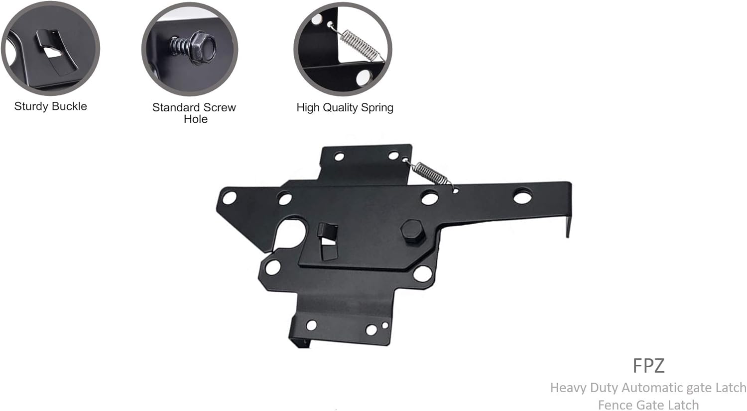 Heavy Duty Self-Locking Gate Latches Fence - Black Finishing Post Mount Steel Automatic Gravity Lever Gate Latches for Wooden Fences with Fasteners Hardware for Secure Pool/Yard/Garden