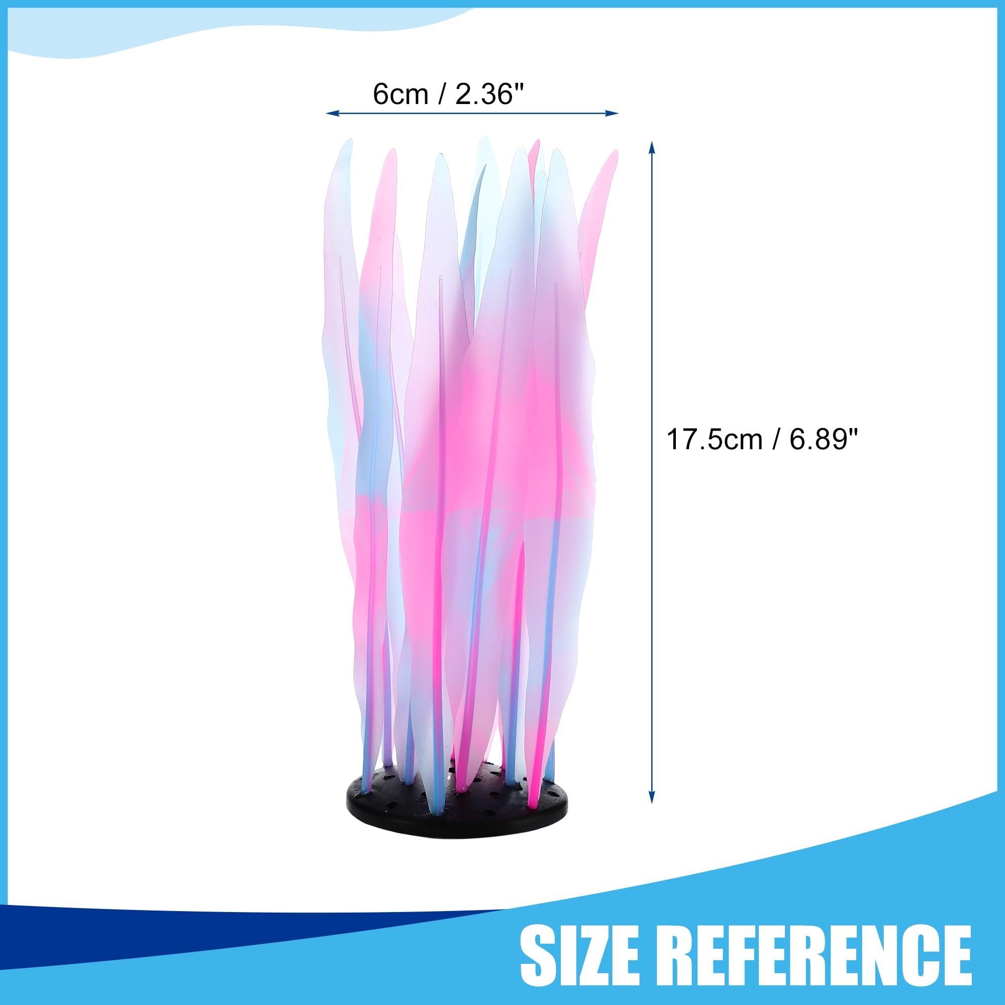 CAPASTEC Soft Silicone Glowing Seaweed, Fluorescence Aquatic Artificial Kelp for Aquarium (Pink) - Image 3