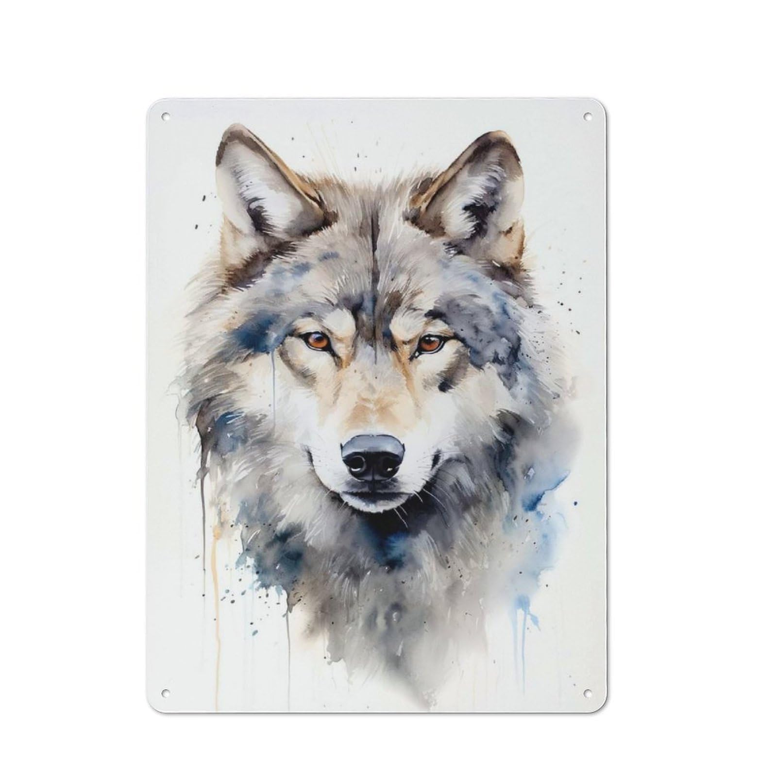 Wolf Watercolor Vintage Tin Sign 40x30cm for Pub Or Café, for Everyday Room Decor with A Vintage Look