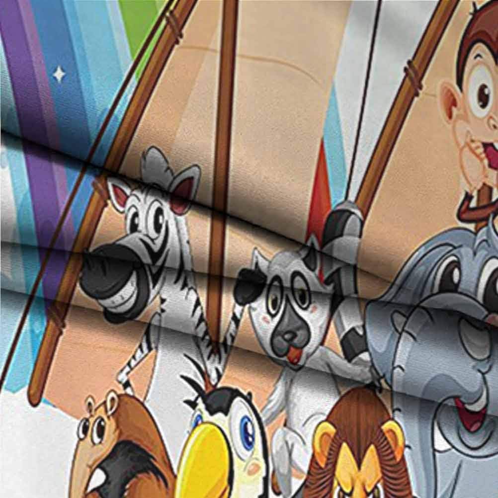 Wееklу Tор Sаlе Children Kids Curtain, Curtains 84 inch Length Many Animals on a Boat Ark in Fluffy Clouds with Rainbow Fantasy Cartoon Easy to Clean Multicolor W84 x L84 Inch