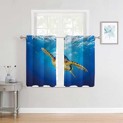 Cortinas para Cocina Turtle Grommet Short Door Blackout Curtain Boho Drapes 55Inch Width by 72Inch Length,2 Panels