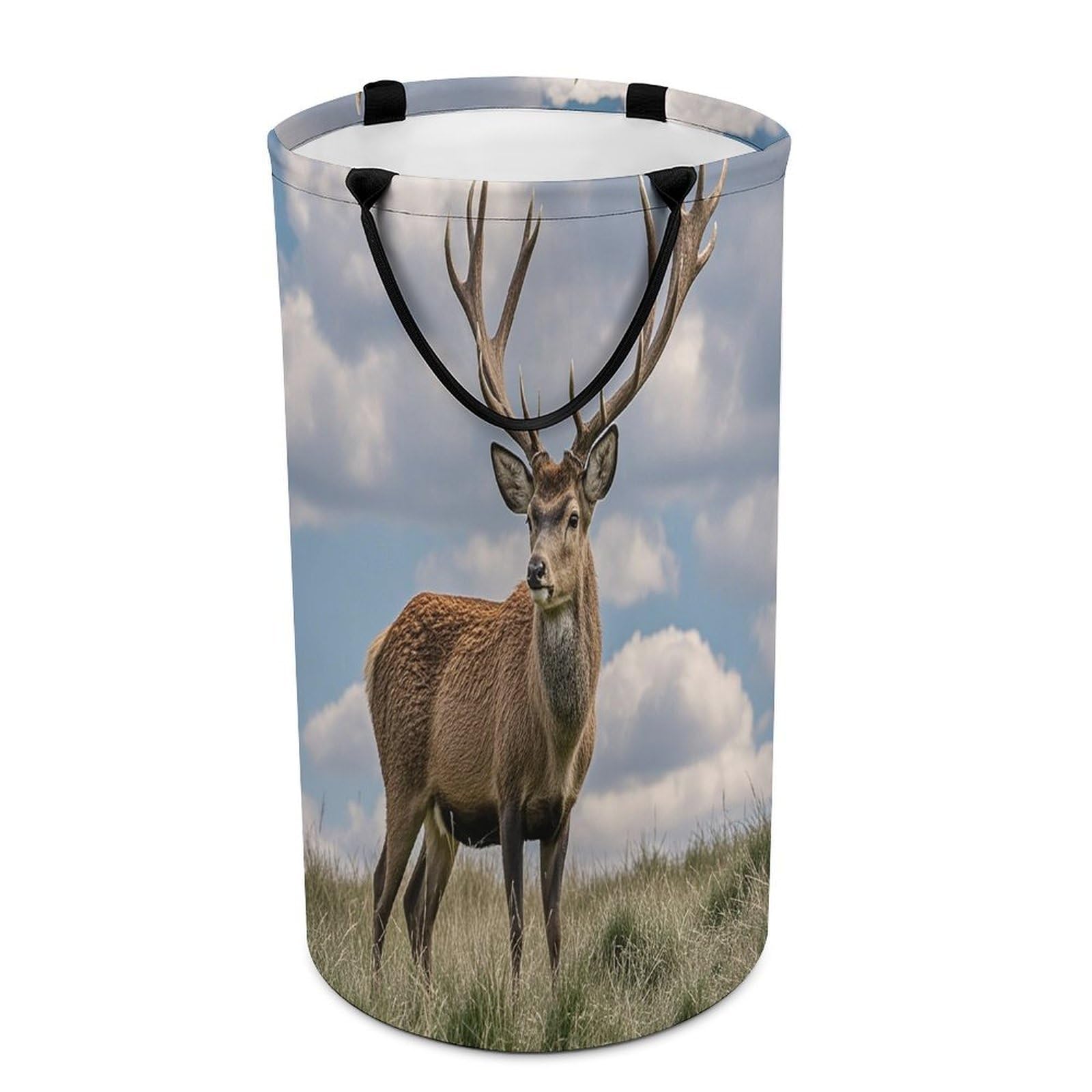 Elk Laundry Hamper Waterproof Clothes Basket Large Capacity Collapsible Laundry Basket Freestanding Clothes Hamper for Dorm Family Bathroom Decor Storage 86L