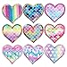 Qingxi Charm 18pcs Assorted Spark Love Heart Sewing on/Iron on Embroidered Patches Clothes Dress Hat Shoes Curtain Sewing Decorating DIY Craft Embarrassment Applique Patches (Shiny Love Heart 18pcs)