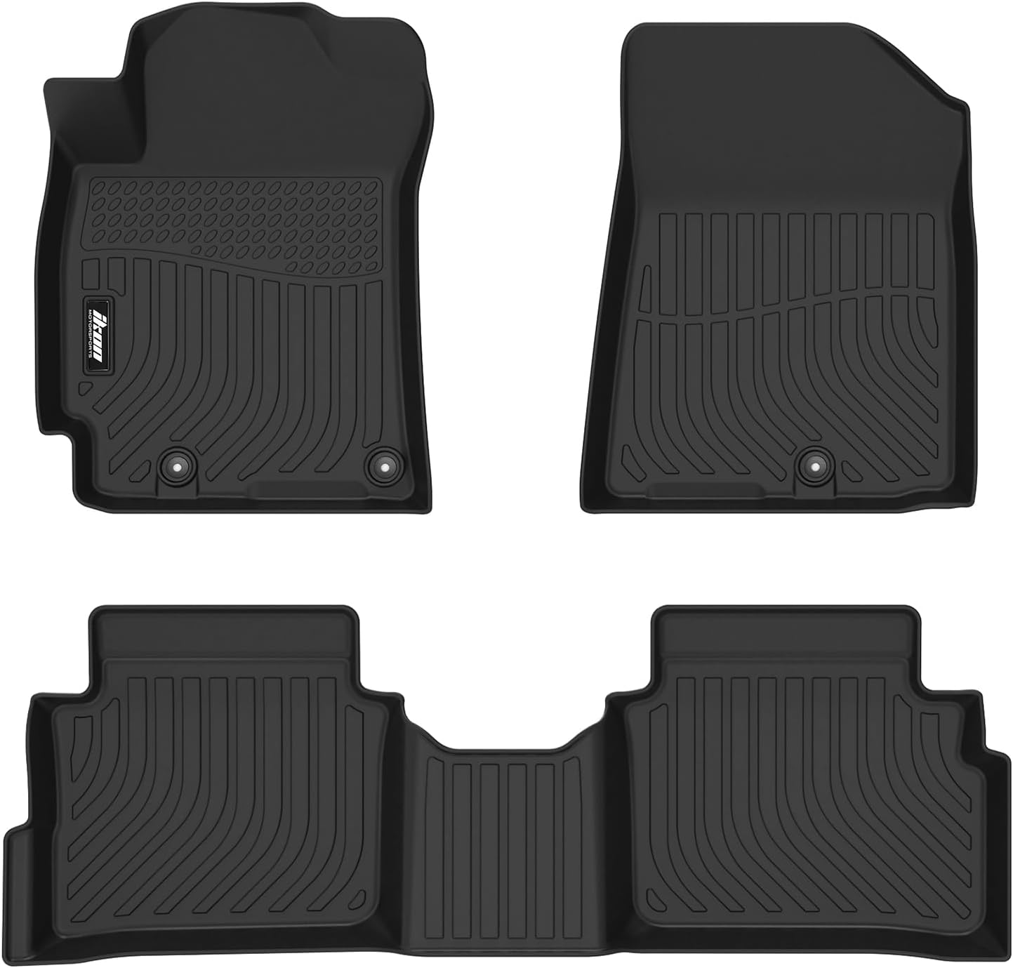 IKON MOTORSPORTS 3D Molded TPE Floor Mats, Compatible with 2019-2024 Kia Forte All Models, Black All Weather Waterproof Anti-Slip Floor Liners, Front 2nd Row Interior Accessories 3PCS