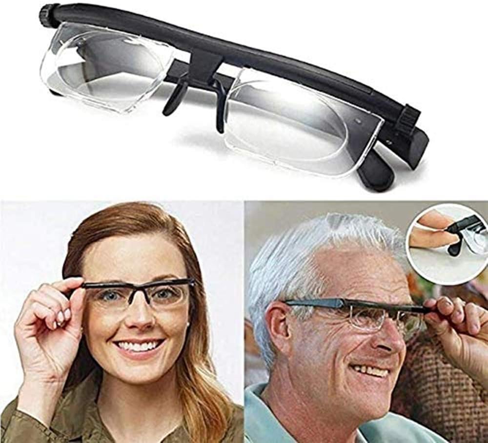 Dial Adjustable Glasses Variable Focus,6D to +3D Diopters Myopia
