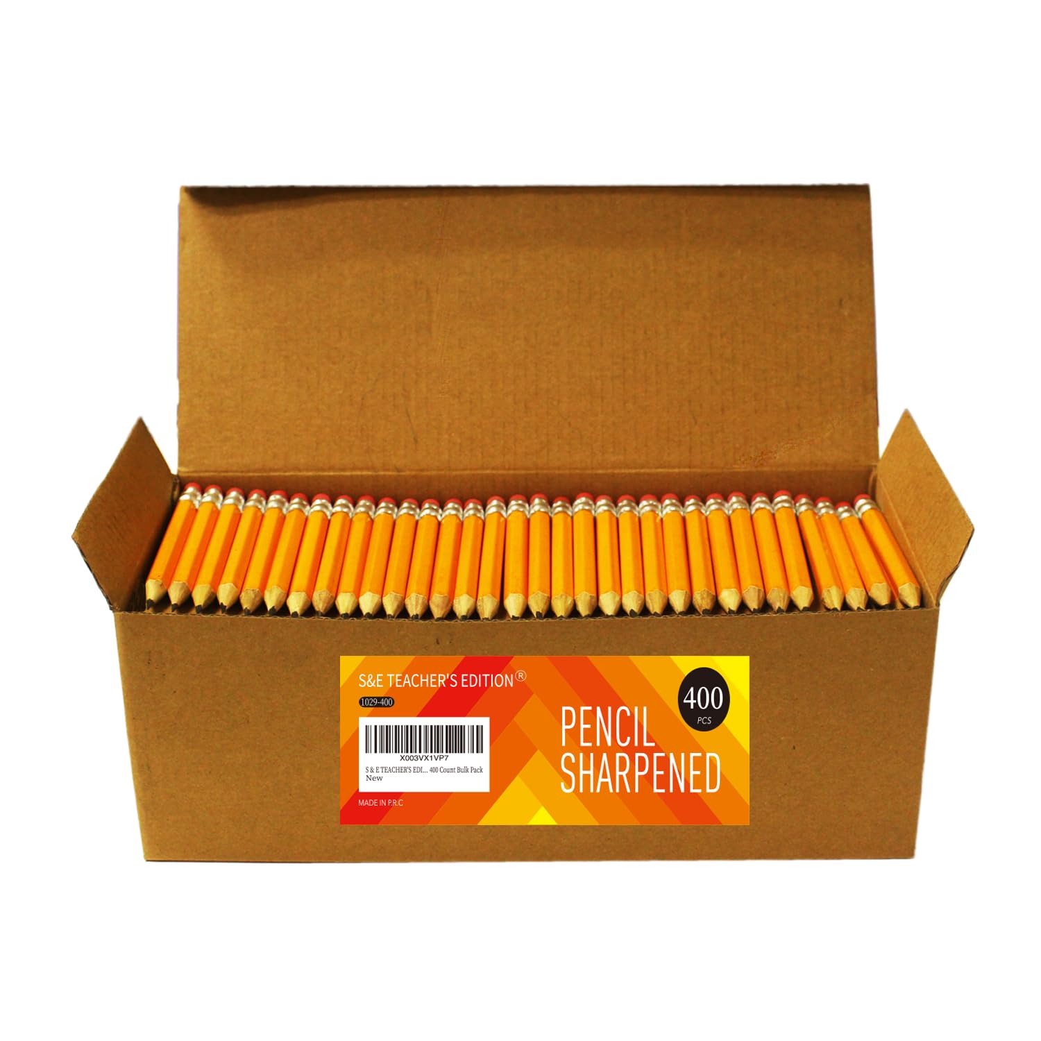 S & E TEACHER'S EDITION 400Pcs Half Pencils with Eraser Tops, Golf Pencil, Classroom, Pew - # 2 HB Pre-Sharpened Hexagon, Back to school, 400 Count Bulk Pack
