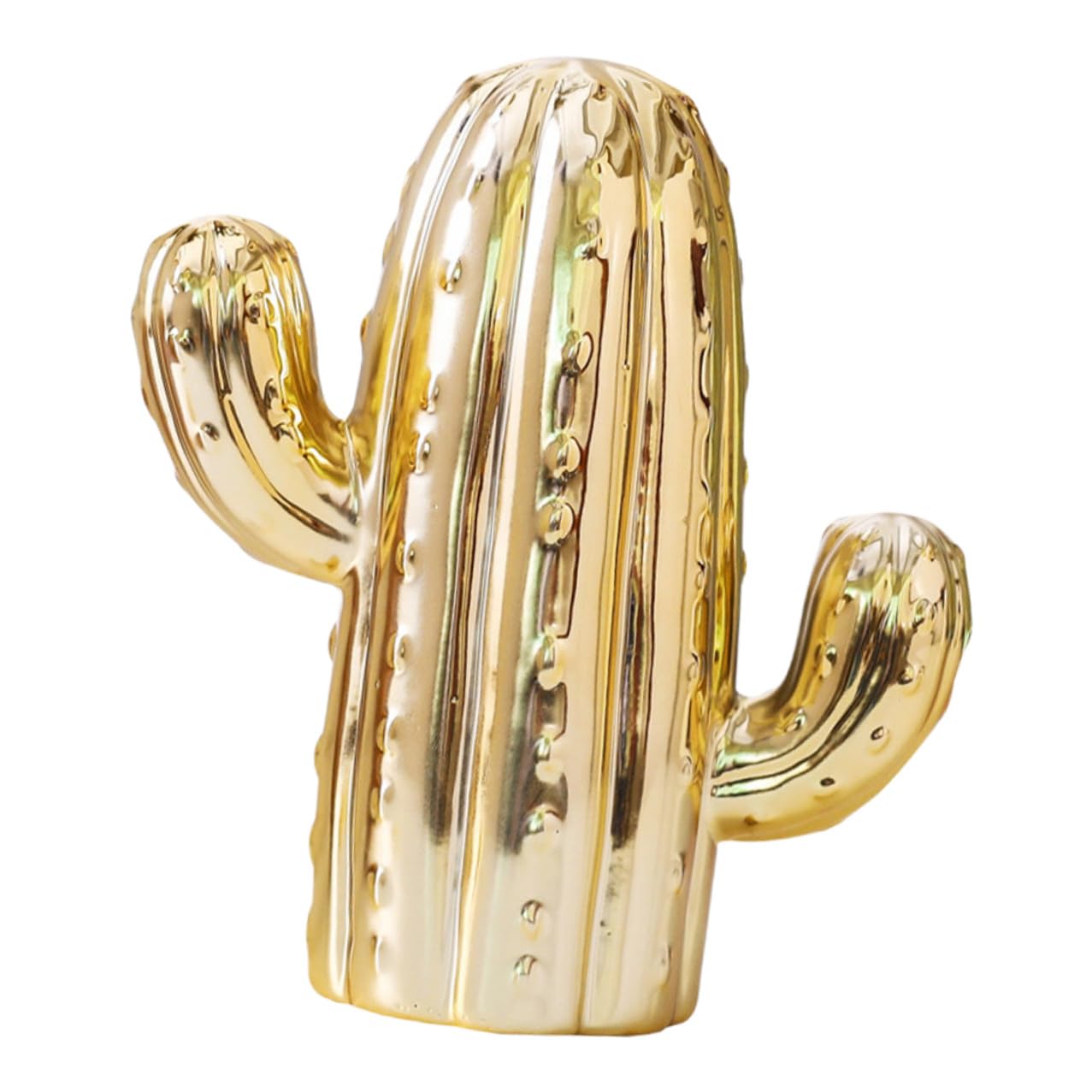 Tirelire cactus dorée en céramique pour ranger les pièces de monnaie