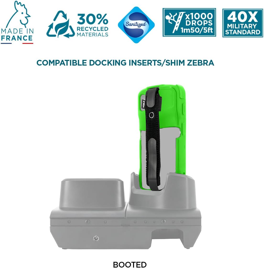 Mobilis Rugged Case for Zebra TC22 TC27 Mobile Computer with Handstrap, Reinforced Protective Cover, Military Grade Shockproof, Compatible with Charging Accessories, Recycled Materials (Neon Green)