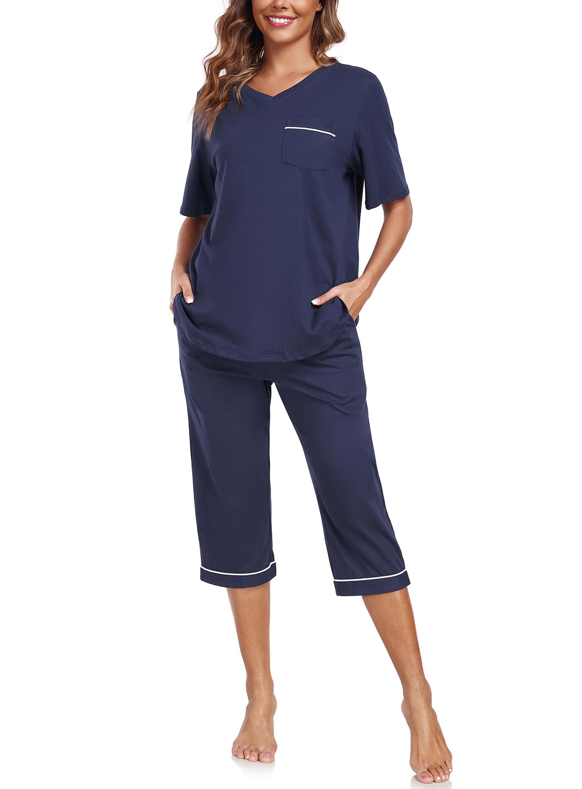 EA'S SECRET Herren-Pyjama-Set aus 100% Baumwolle, kurzärmeli