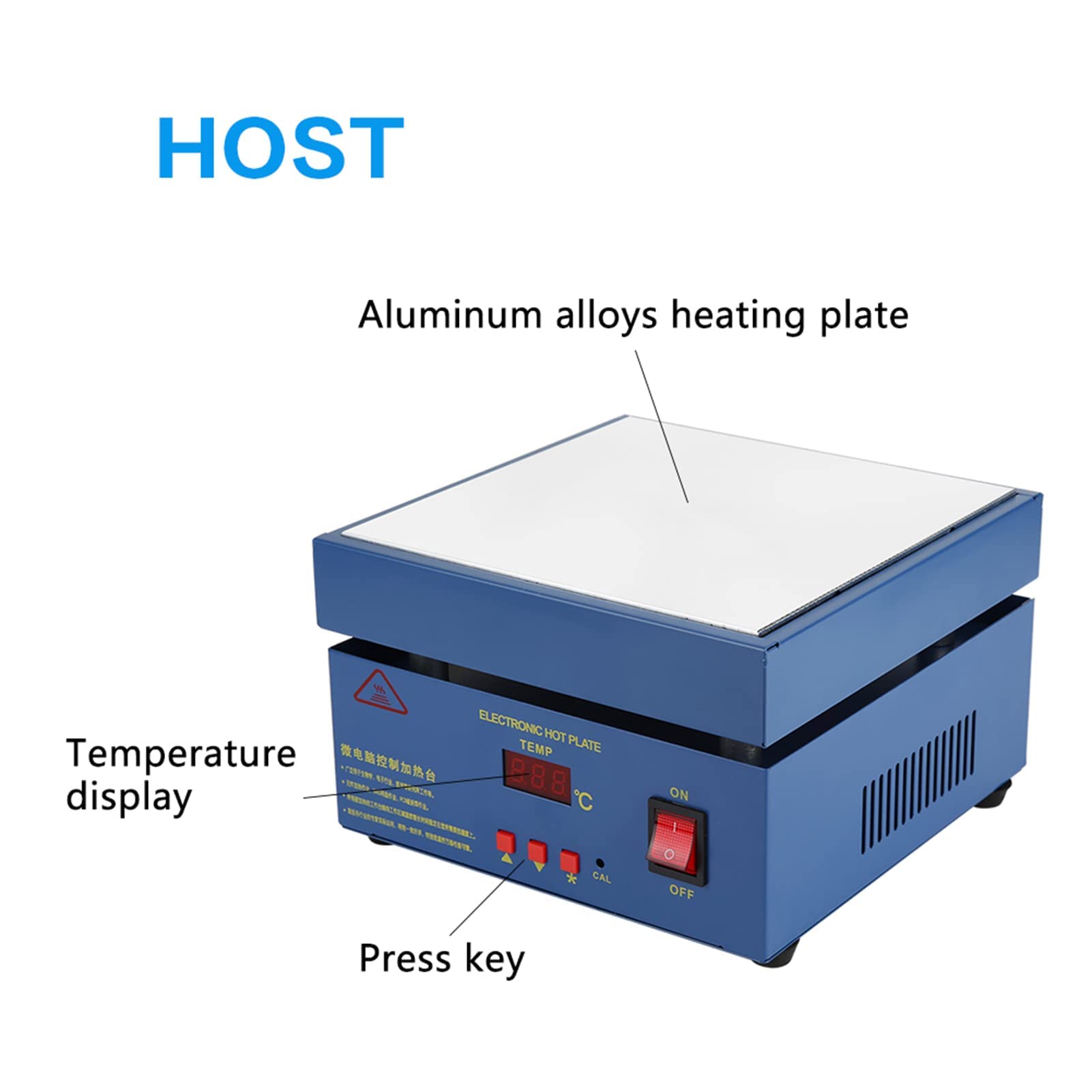 JTLB 200 * 200mm LED Mikrocomputer Elektrische Heizplatte Vorwärmstation 110/220V AC 800W (EU-Stecker 220V)
