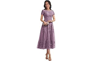 Bollame Women's Lace Applique Mother of the Bride Dresses with Sleeves