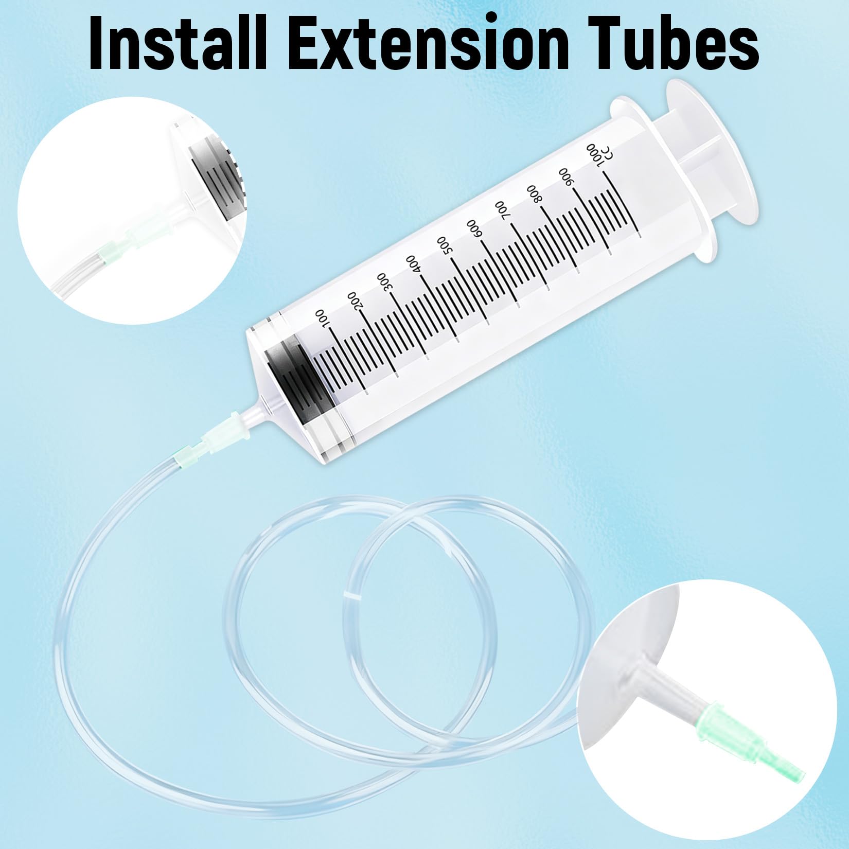 Pompe d'aspiration d'huile 1000 ml seringue avec tuyau | Pompe à main réutilisable pour liquide de frein, huile de transmission, liquide de refroidissement, moteur