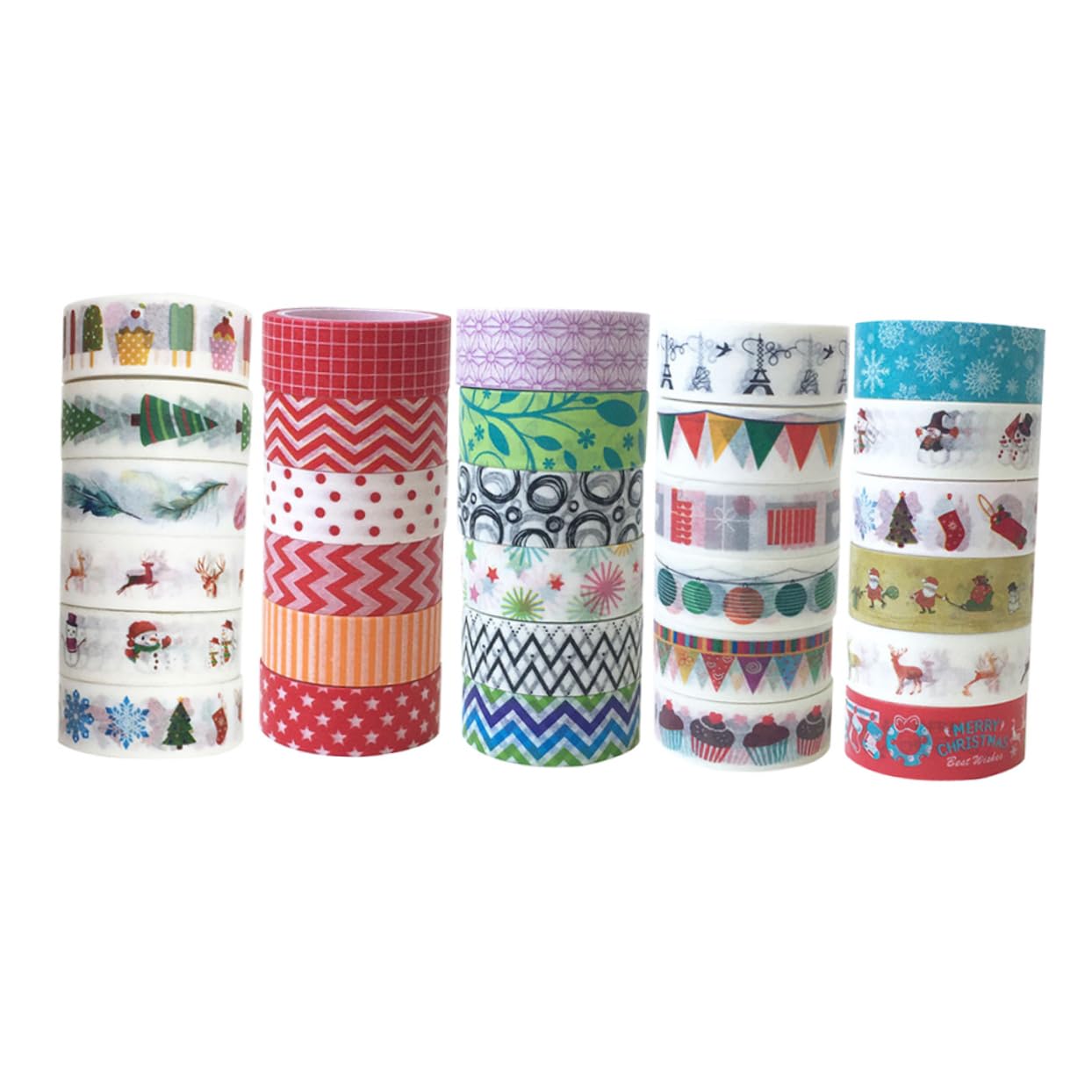 VILLCASE 90rollos Cinta De Washi De Navidad De Cinta Japonesa Dibujos De Personajes Navideños para Manualidades y Scrapbooking