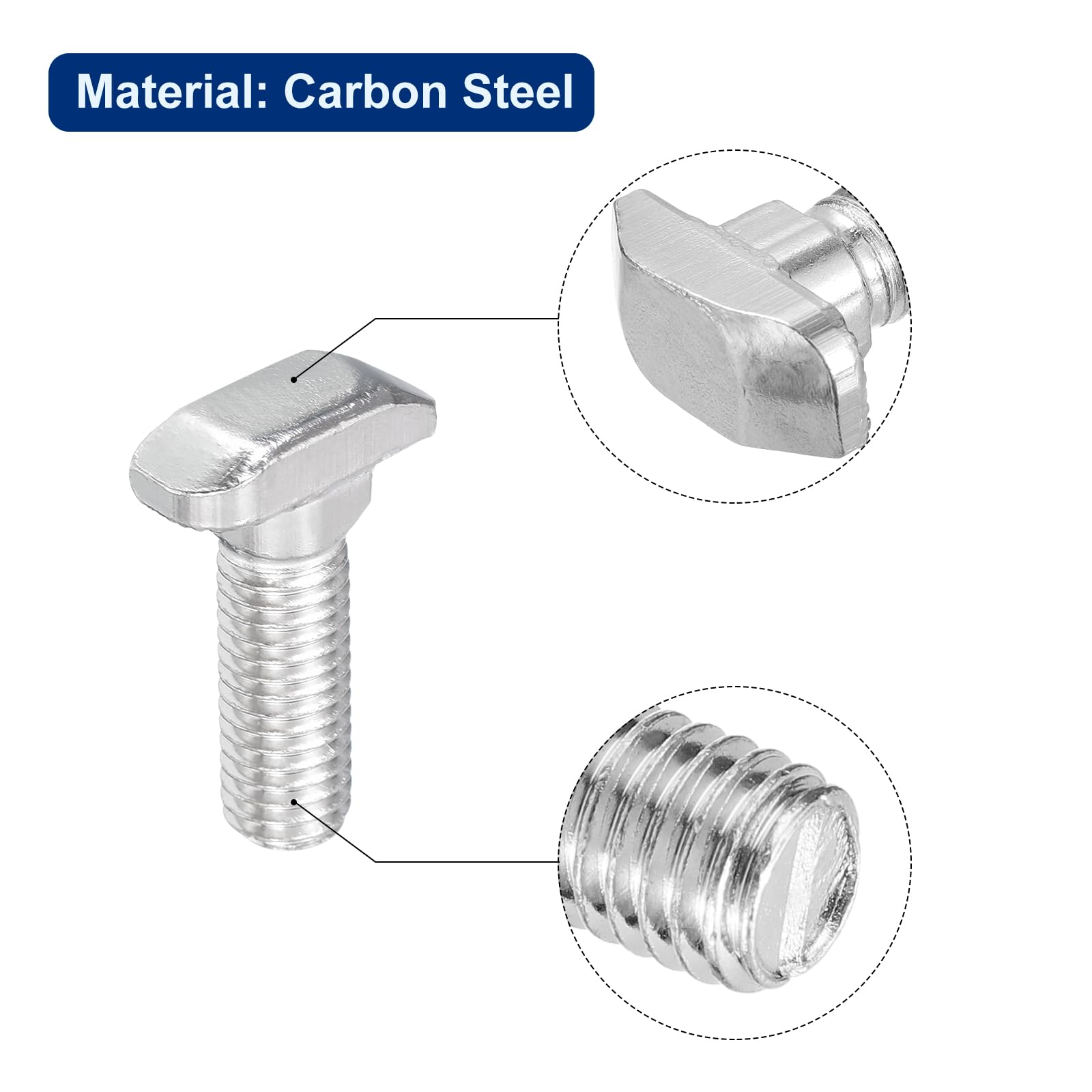 QUARKZMAN 40Pcs Boulons à Tête en Marteau, M8 x 30mm Boulon en T à Tête en Marteau pour Profilé en Aluminium à Rainure en T de la Série 4040, en Acier au Carbone Nickelé, Argent