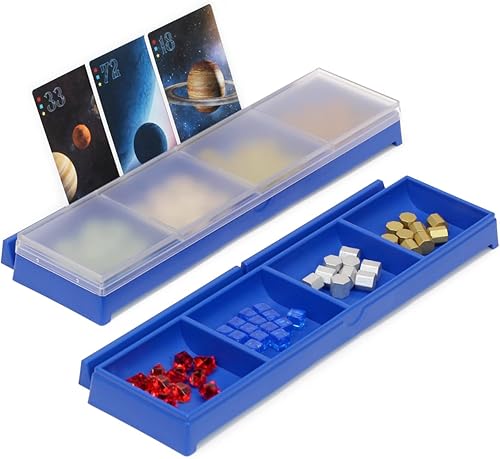 Paquete de 4 bandejas de fichas para juegos de mesa Meeples (juego de 4 domadores de fichas, azul aguamarina)